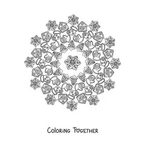 Coloring page of a Christmas cookies mandala