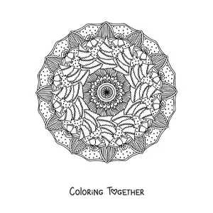 Coloring page of a Christmas mandala with trees