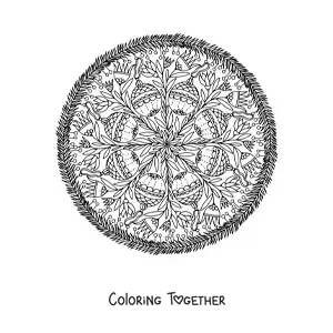 Coloring page of a mandala with Christmas baubles