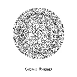 Coloring page of a mandala with Christmas baubles