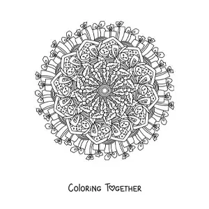 Coloring page of a Christmas mandala with gifts