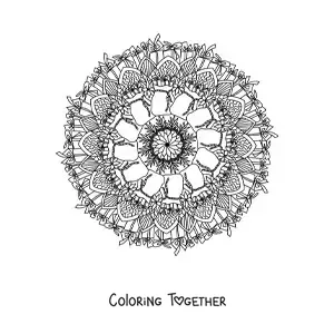 Coloring page of a Christmas mandala with gifts