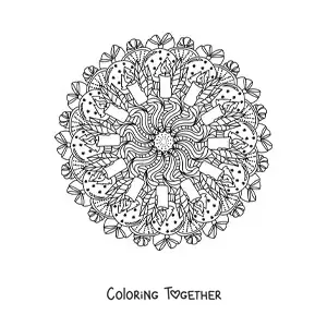 Coloring page of a Christmas mandala with candles
