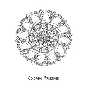Coloring page of a Christmas mandala with hats