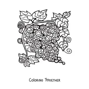 Coloring page of grapes with geometric shapes