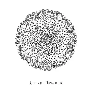 Coloring page of a Christmas mandala for adults