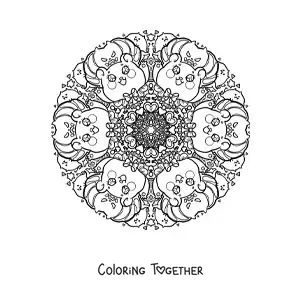 Coloring page of a kawaii Halloween mandala