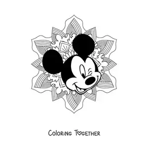 Coloring page of a Mickey Mouse mandala