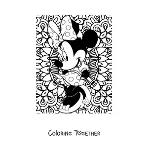 Coloring page of a Minnie Mouse mandala