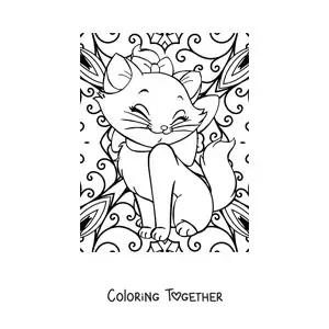 Coloring page of a mandala of Marie from The Aristocats