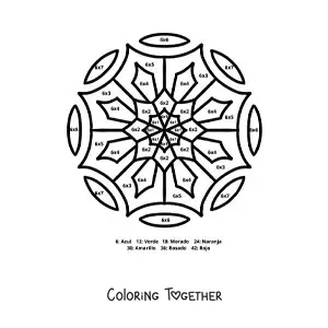 Coloring page of a multiplication mandala for the number 6