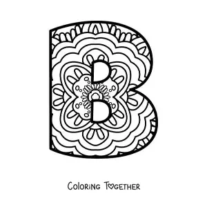 Coloring page of a mandala of the letter b