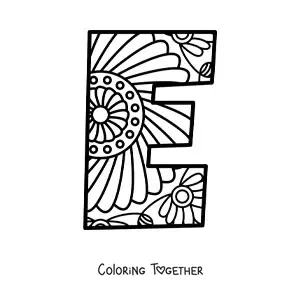 Coloring page of a mandala of the letter e