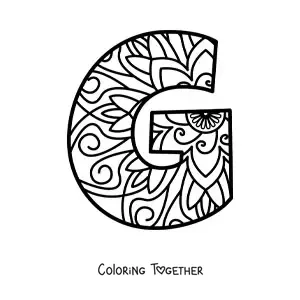 Coloring page of a mandala of the letter g