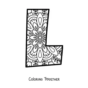 Coloring page of a mandala of the letter l