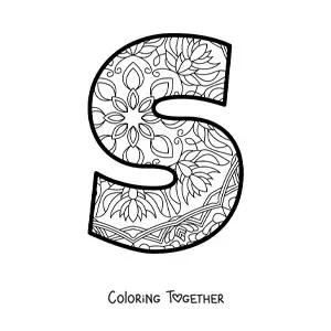 Coloring page of a mandala of the letter s