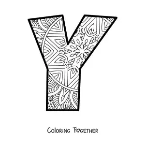 Coloring page of a mandala of the letter y