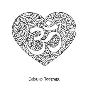 Coloring page of a Buddhist mandala of om
