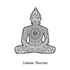 Coloring page of a Buddha mandala