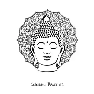 Coloring page of a mandala of the face of Buddha