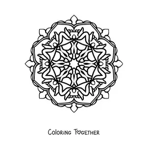 Coloring page of an easy Buddhist mandala