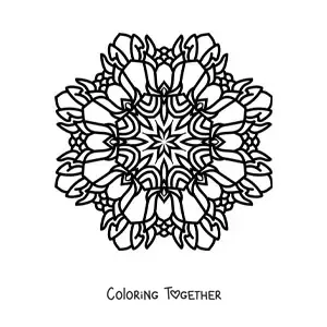Coloring page of an easy Buddhist mandala
