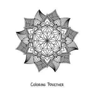 Coloring page of a Buddhist mandala for meditation
