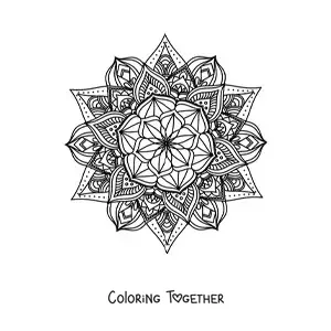 Coloring page of a Buddhist mandala for meditation