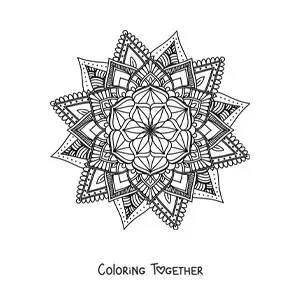Coloring page of a Buddhist mandala for meditation