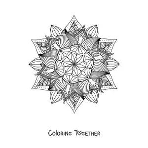 Coloring page of a Buddhist mandala for meditation
