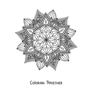 Coloring page of a Buddhist mandala for meditation