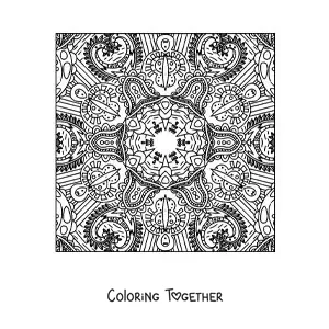 Coloring page of a square Zentangle style mandala