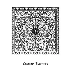 Coloring page of a difficult square mandala