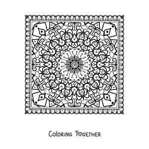 Coloring page of a difficult square mandala