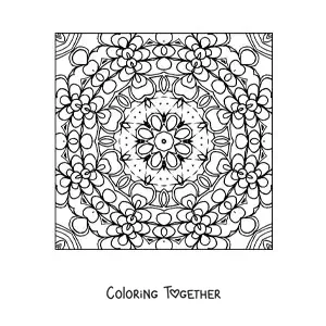 Coloring page of an abstract square mandala