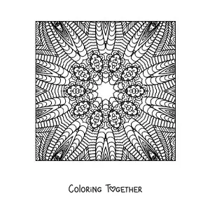 Coloring page of an abstract square mandala