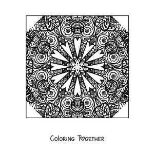Coloring page of an abstract square mandala
