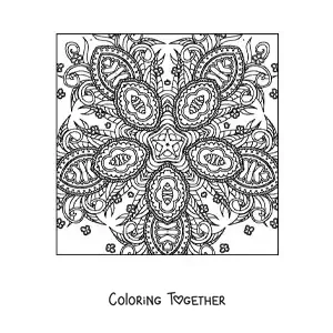 Coloring page of an abstract square mandala