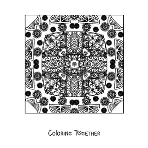 Coloring page of an abstract square mandala