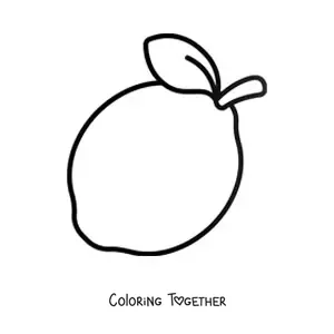 Coloring page of a lemon with a leaf