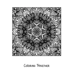 Coloring page of a square mandala to relax