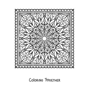 Coloring page of a square mandala