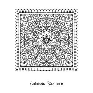 Coloring page of a square mandala