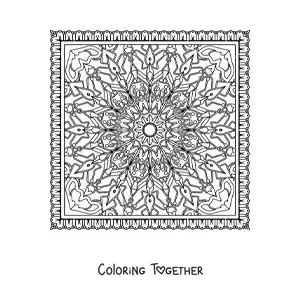 Coloring page of a square mandala