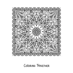 Coloring page of a square mandala