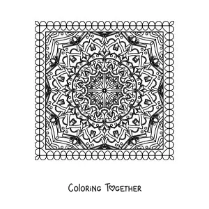 Coloring page of a square mandala