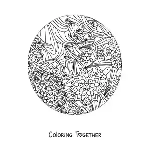 Coloring page of a circular Zentangle style mandala