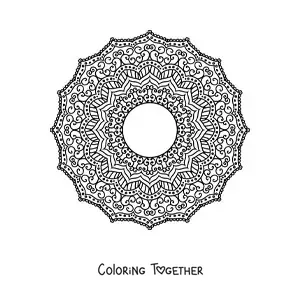 Coloring page of a circular Zentangle style mandala