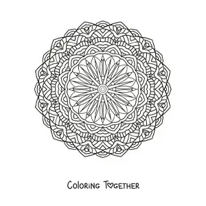 Coloring page of a circular mandala with flowers