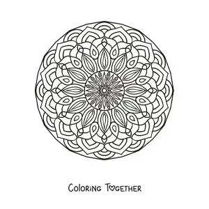 Coloring page of a circular mandala for adults